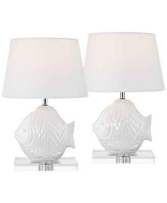 Finely 13 1/2"H Tropical Fish Ceramic Lamp Set of 2