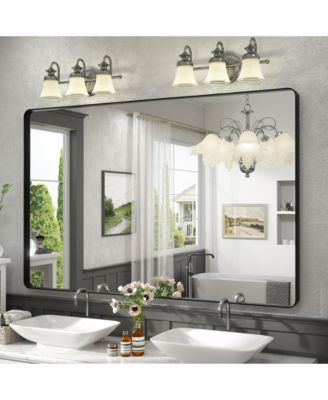 55" x 36" High-Strength Tempered Glass and Aluminum Alloy Framed Wall Decor Bathroom Vanity Mirror