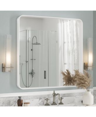 36" x 36" High-Strength Tempered Glass and Aluminum Alloy Framed Wall Decor Bathroom Vanity Mirror
