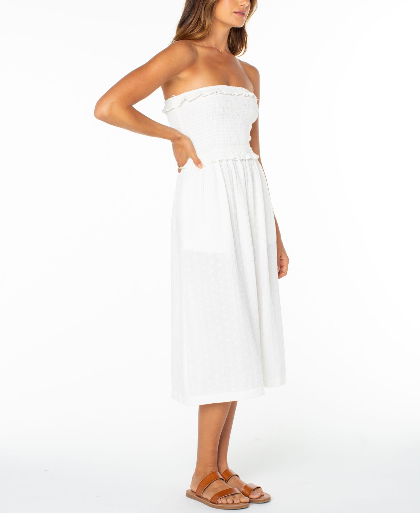 Женское платье Roxy Cotton Avalon Tube Midi, цвет: Облачный — фото 3