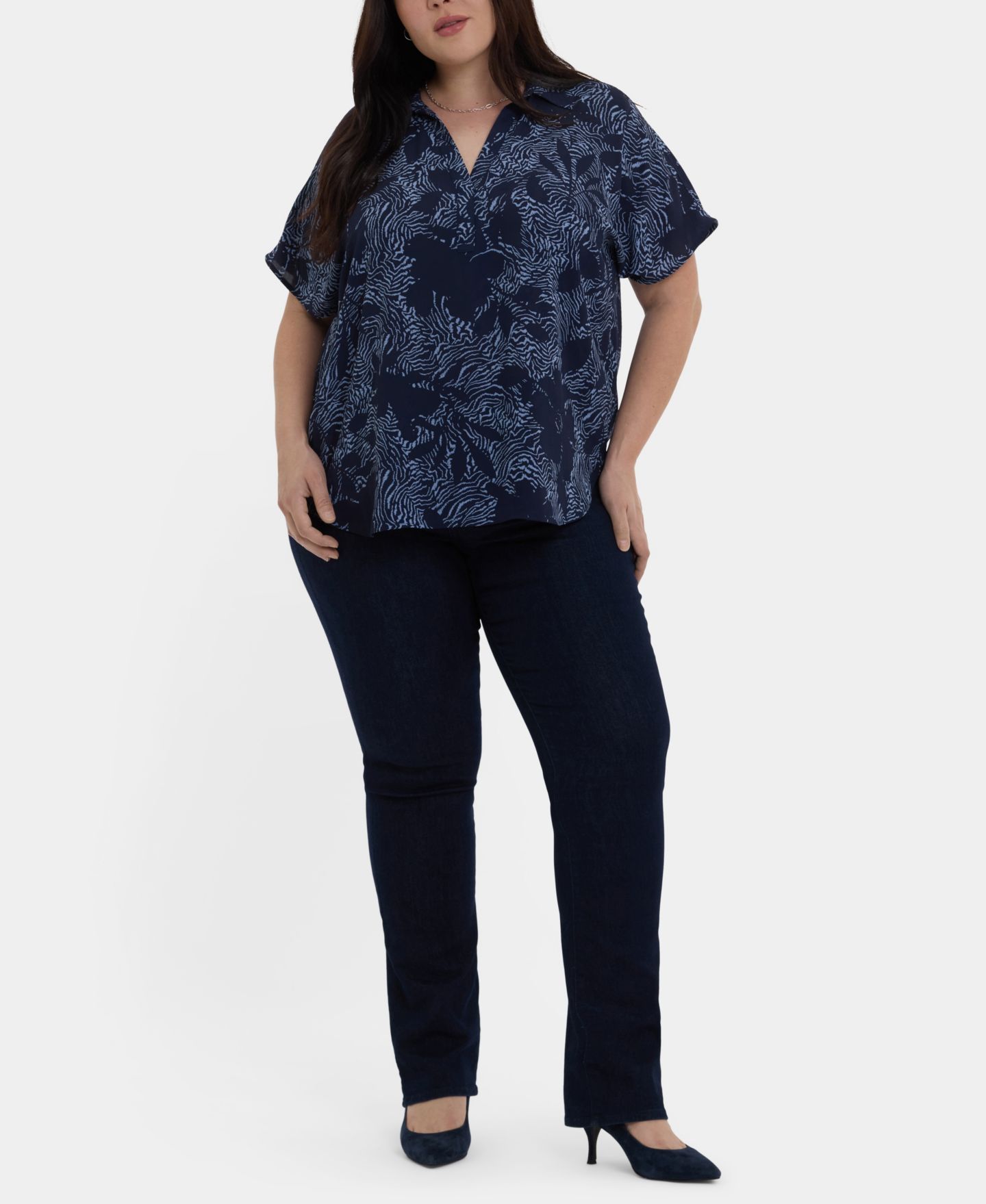 Женский топ NYDJ Plus Size Becky Short-Sleeve, цвет: Manuela Reina — фото 2