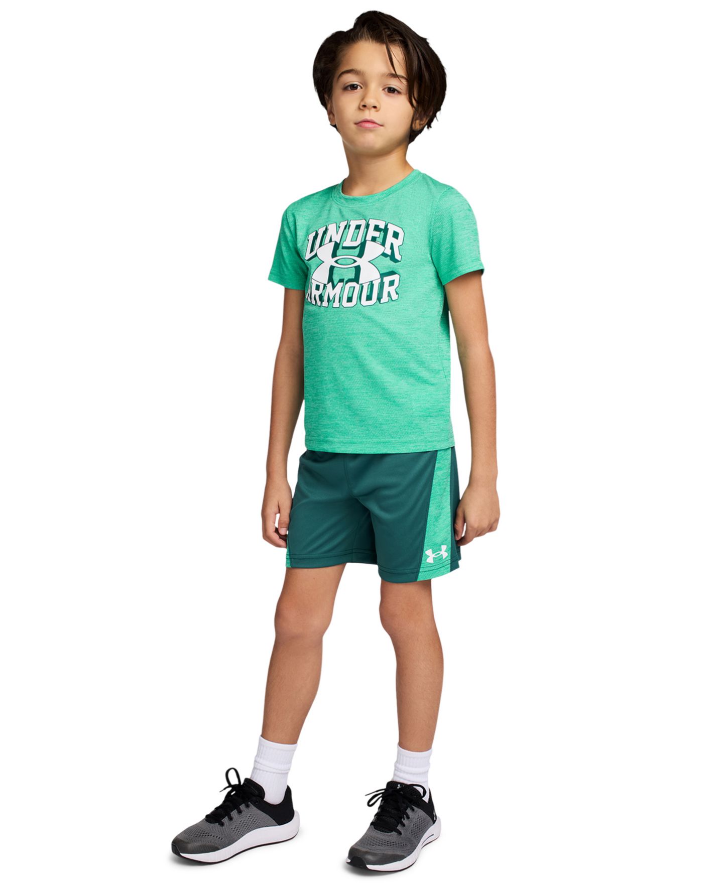 Детский комплект Under Armour: футболка и шорты, 2-7 лет, 2 предмета, цвет: Зелёный — фото 1