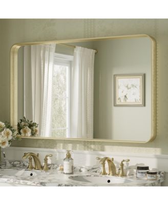  High-Strength Tempered Glass and Aluminum Alloy Framed Wall Decor Bathroom Vanity Mirror in Brushed Gold