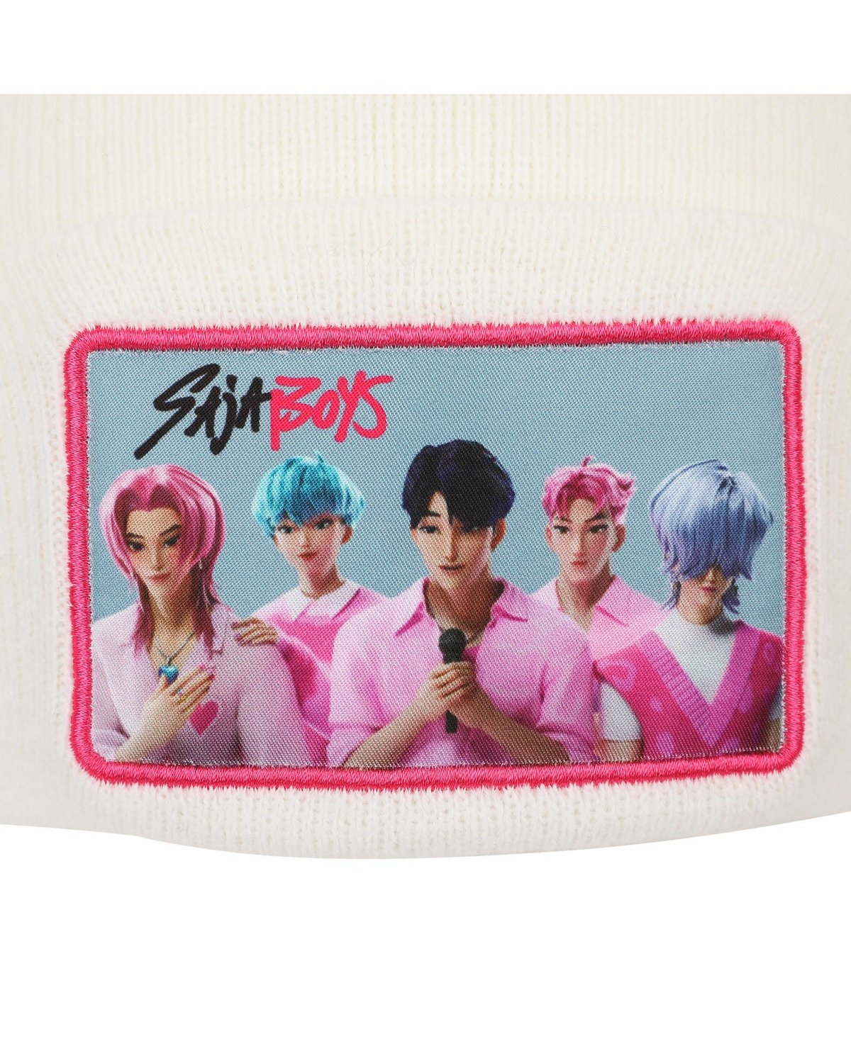 Kpop Demon Hunters Men's Saja Boys White Cuff Knit Beanie