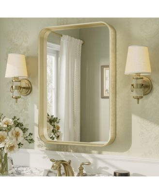 High-Strength Tempered Glass and Aluminum Alloy Framed Wall Decor Bathroom Vanity Mirror in Brushed Gold