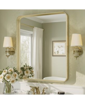 High-Strength Tempered Glass and Aluminum Alloy Framed Wall Decor Bathroom Vanity Mirror in Brushed Gold