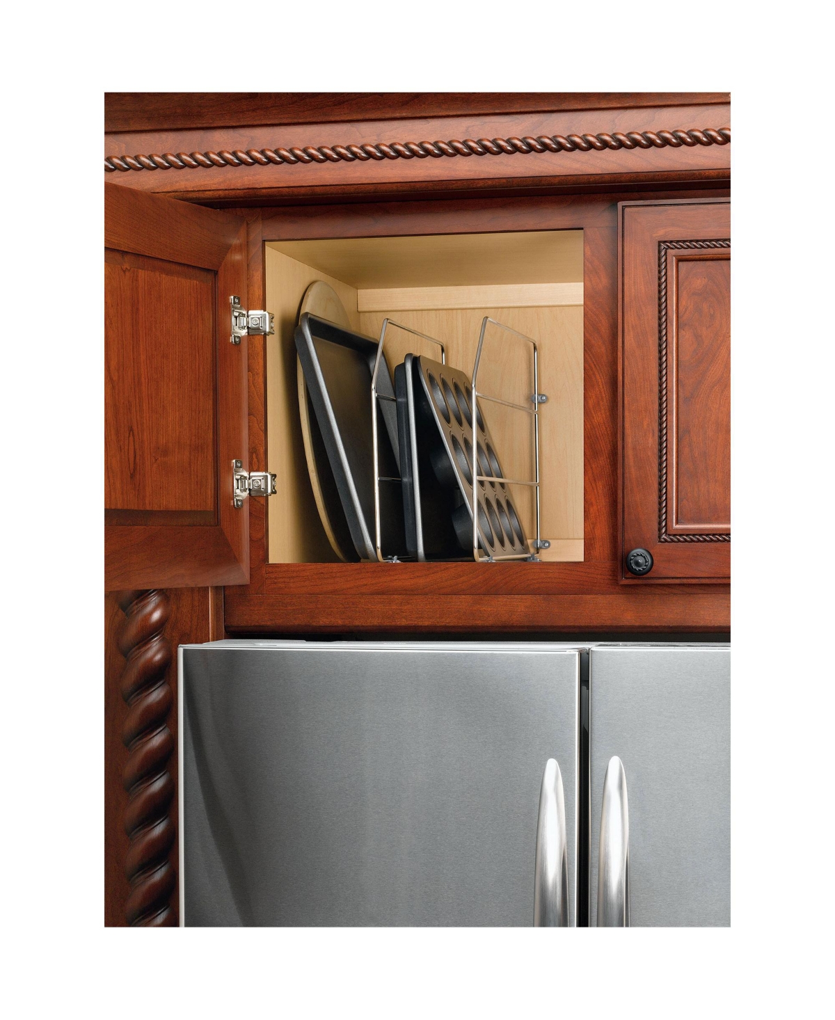 Rev-a-Shelf 18" Kitchen Cabinet Baking Sheet Organizer, Chrome, 597-18CR-2-1
