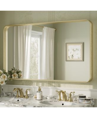  High-Strength Tempered Glass and Aluminum Alloy Framed Wall Decor Bathroom Vanity Mirror in Brushed Gold