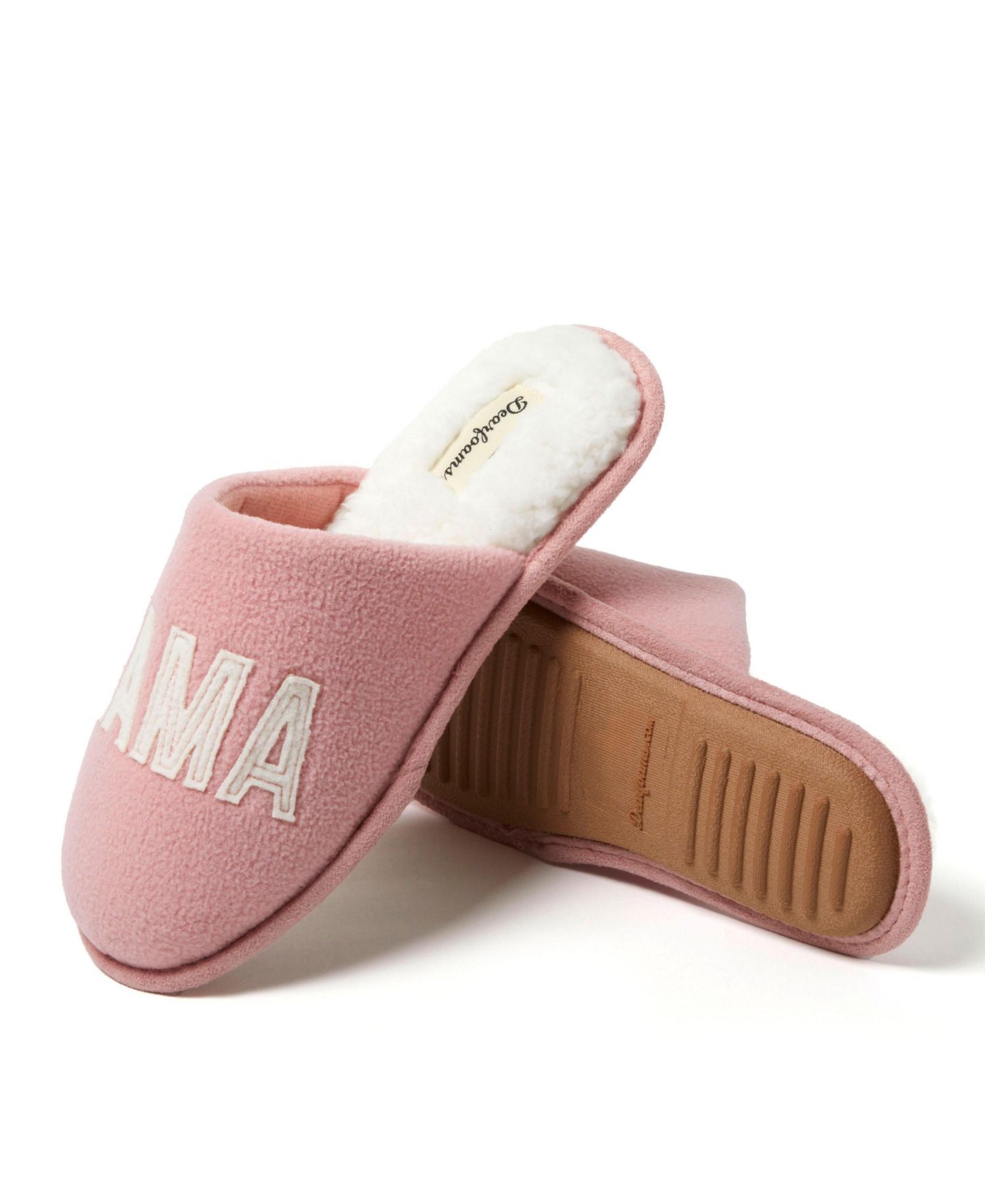 Женские тапочки Dearfoams Carley Mama Bear Mom Scuff Slipper, цвет: Пудровый — фото 4