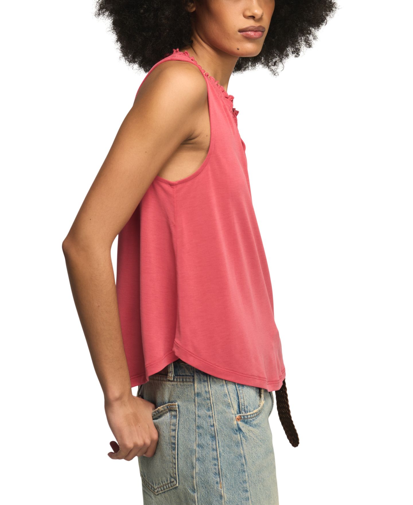 Женский топ Lucky Brand Sandwash Smocked Trim V-Neck, цвет: American Beauty — фото 3