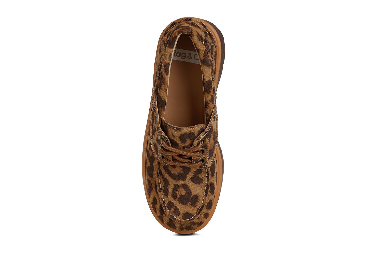Женские туфли Rag & Co Onglur Leopard Print Suede Oxford, цвет: Коричневый — фото 6