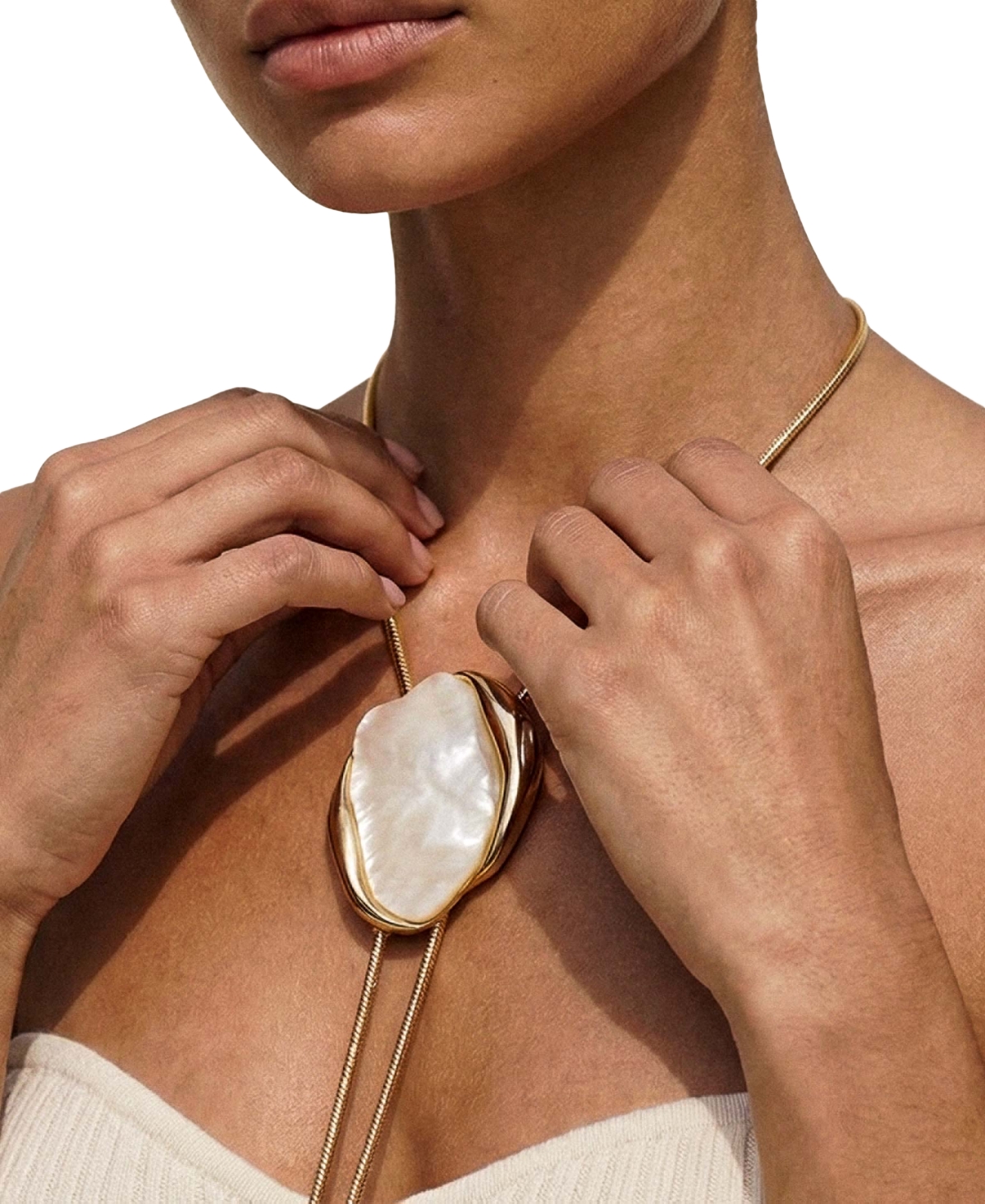 Ettika 18k Gold-Plated Bone Statement Bolo Necklace