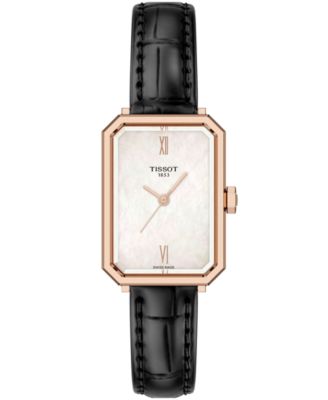Women's Quartz Black Leather Strap Watch, 21.80mm