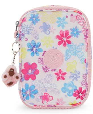 100 Pens Aqua Flowers Zippered Pen Case 