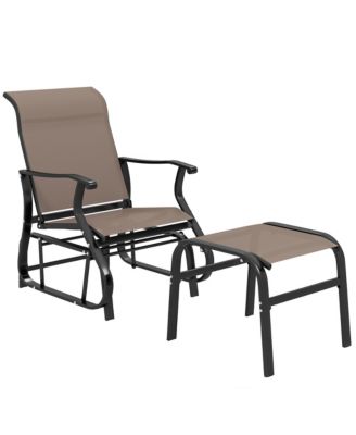 Outdoor Glider with Ottoman, High Back Patio Glider Set,