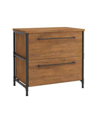 Iron City File Cabinet, Checked Oak finish