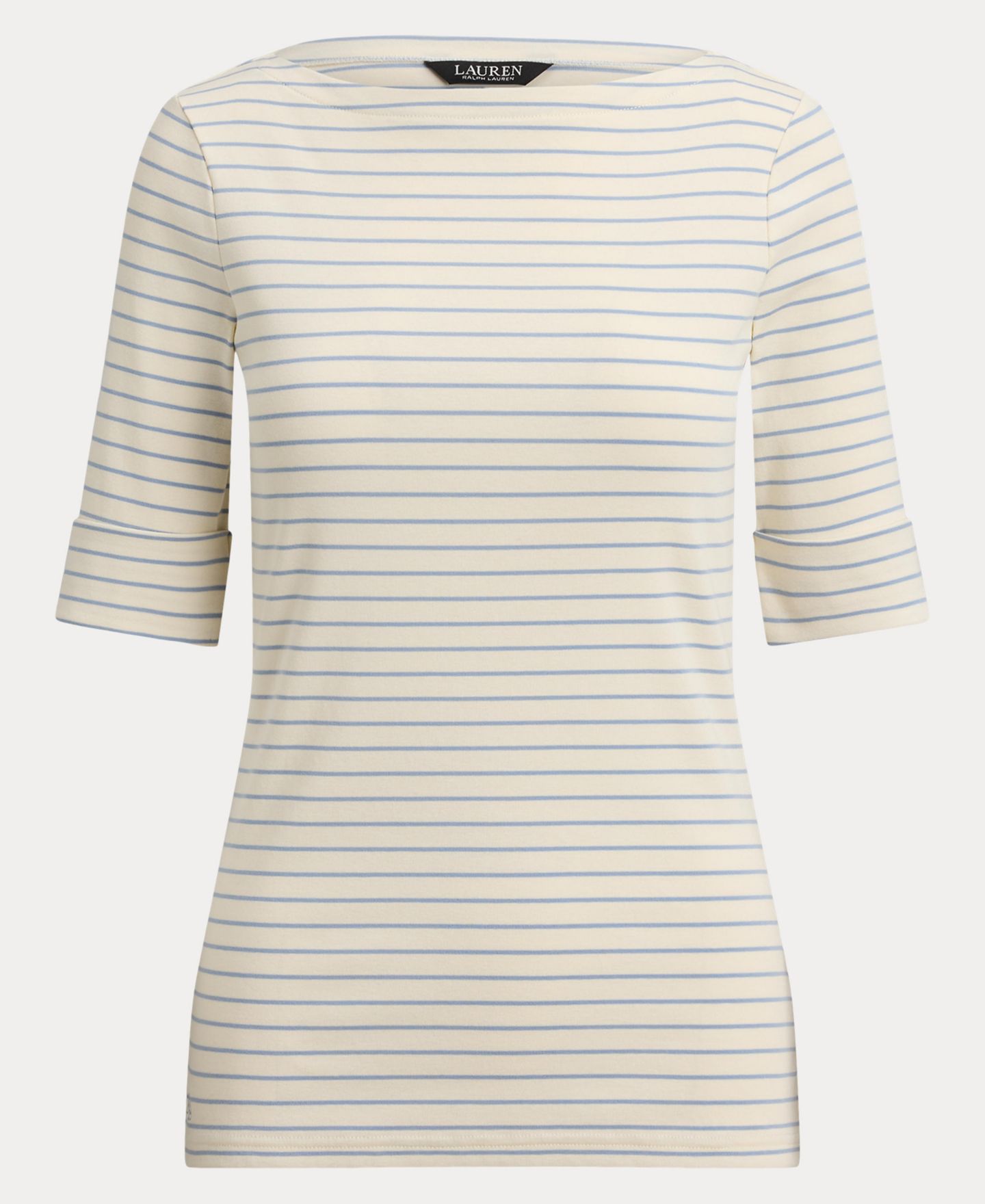 Женский топ Lauren Ralph Lauren Striped Boat Neck Top, цвет: Кремовый / Небесно-голубой — фото 5