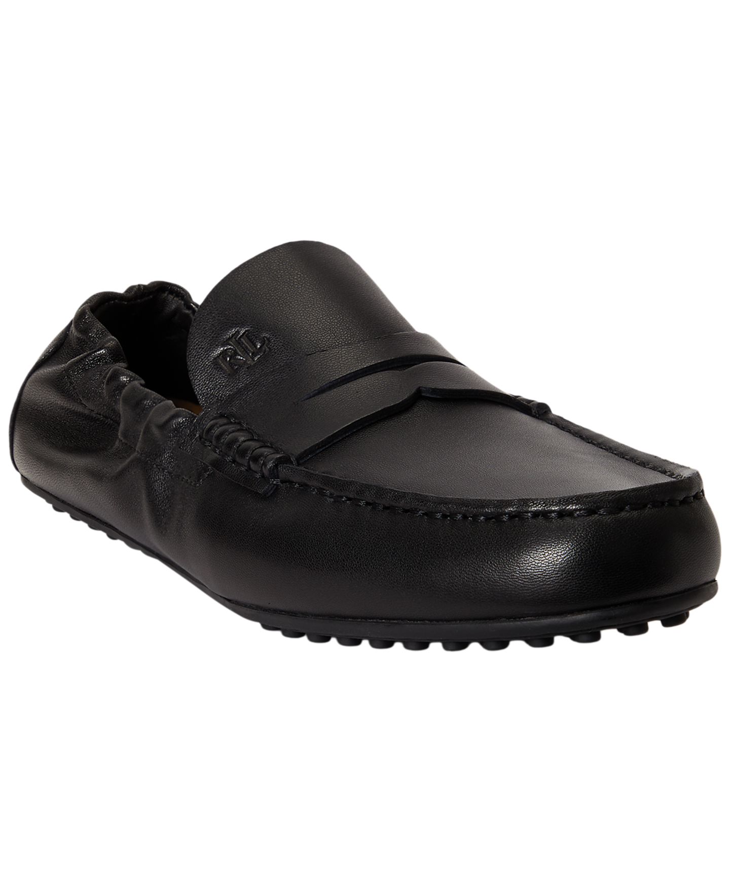Женские туфли Lauren Ralph Lauren Wynnie Driver Slip-On, цвет: Чёрный кожаный — фото 1