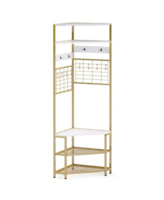 5-Tier Corner Hall Tree with Shoe Storage Bench