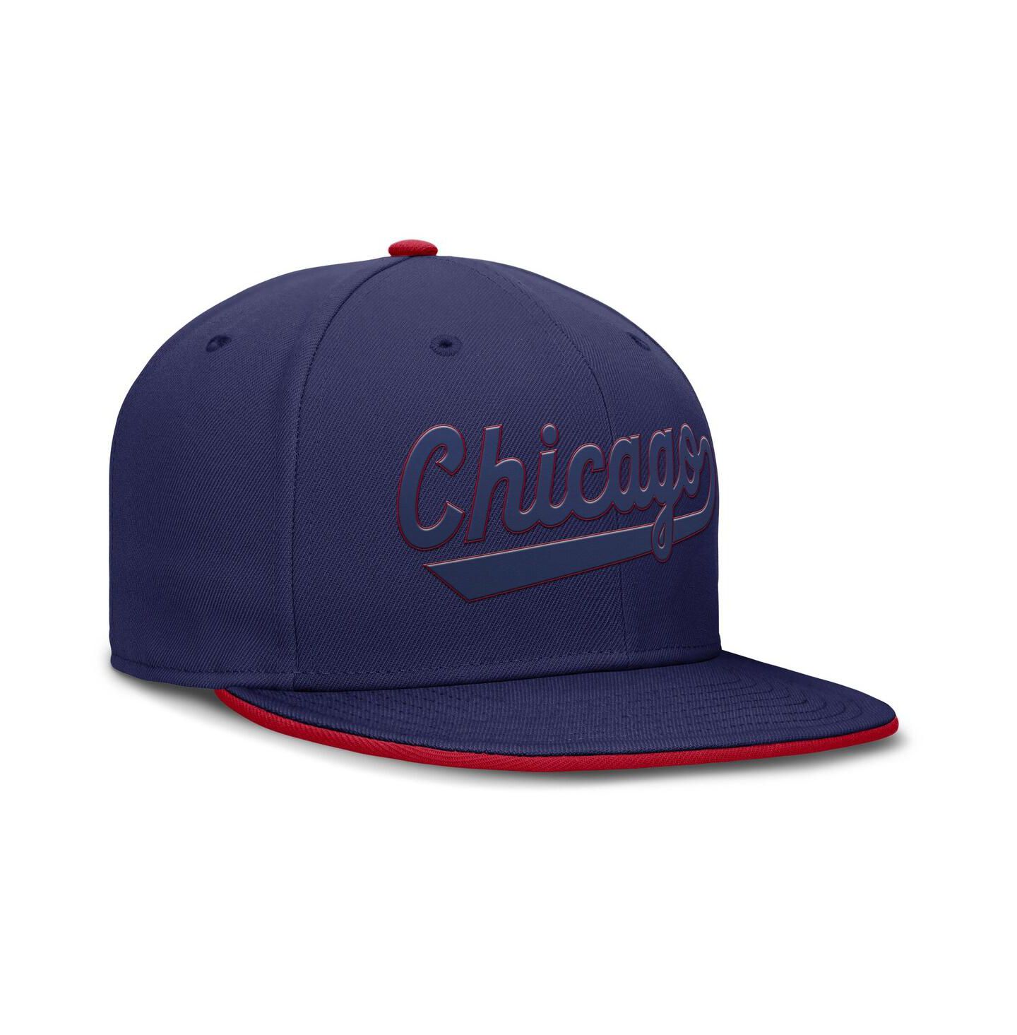 Мужская кепка Nike Blue Chicago Cubs Dri-FIT Round Bill True Fitted Hat — фото 3