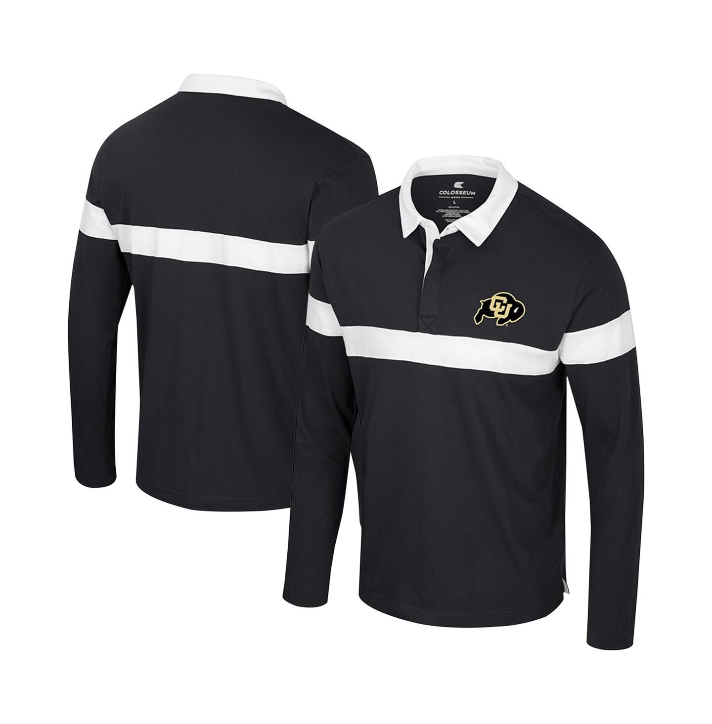 Мужская рубашка Colosseum Black Colorado Buffaloes Too Cool For School Long Sleeve Polo Shirt — фото 1
