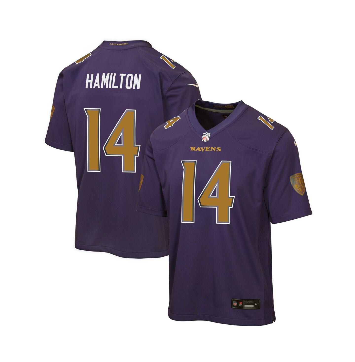 Детское джерси Nike Kyle Hamilton Baltimore Ravens Alternate 2 Game, Purple — фото 1