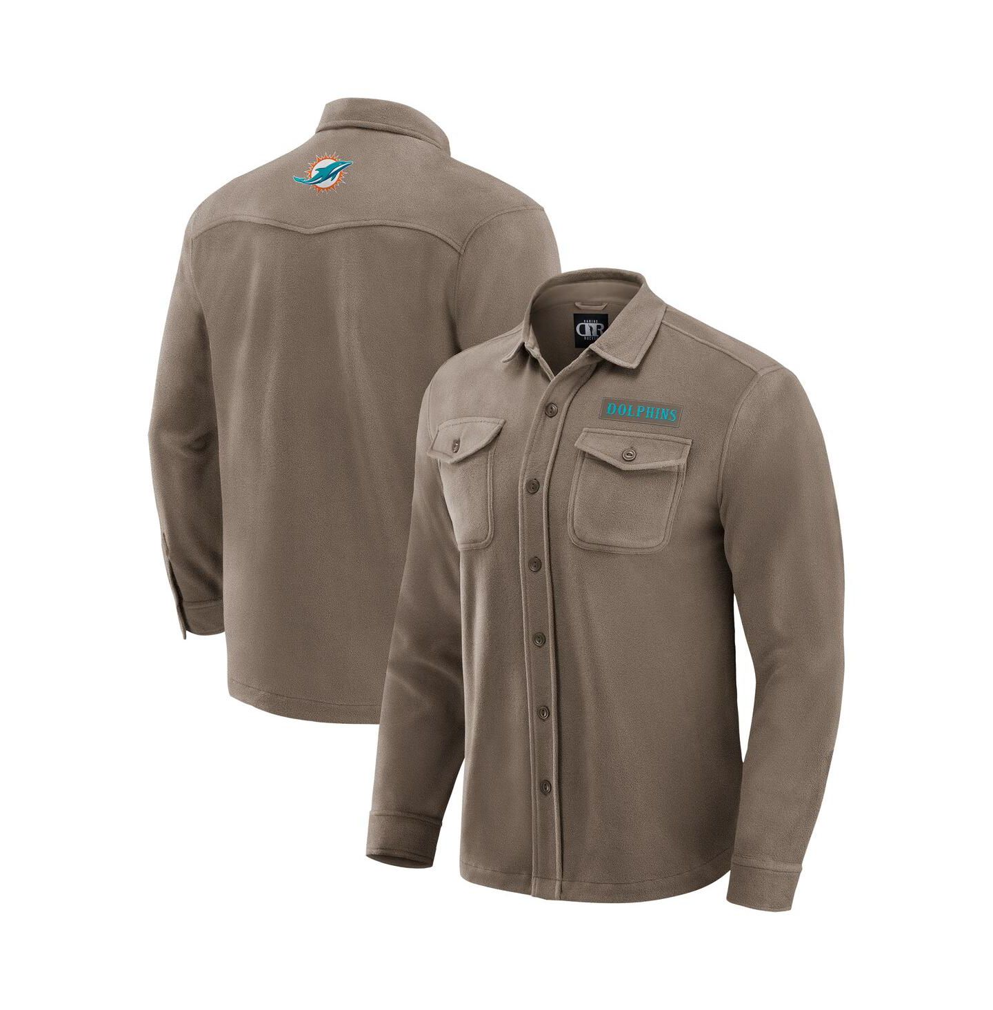 Мужская рубашка Fanatics Tan Miami Dolphins Polar Fleece Cozy Button-Up — фото 1