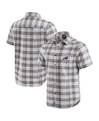 Men's Gray Buffalo Bills Team Plaid Short Sleeve Full-Snap Shirt