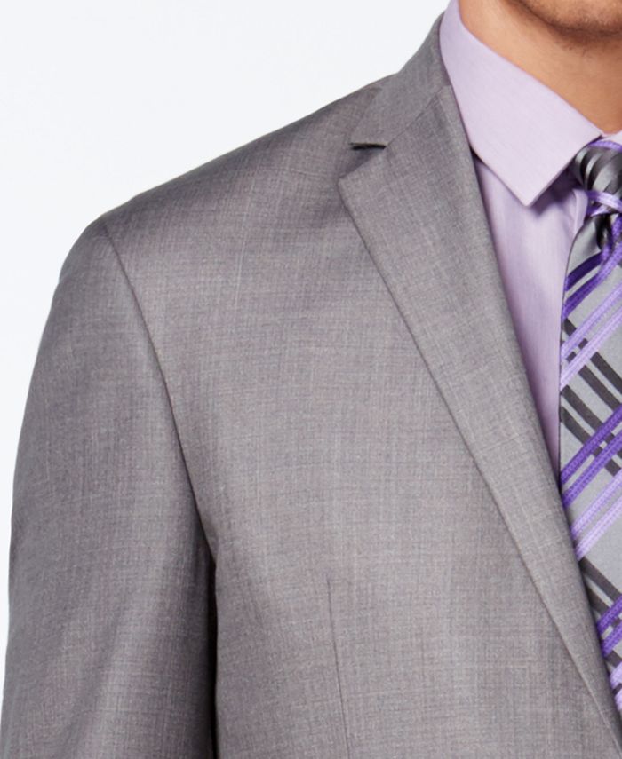 Kenneth Cole Reaction Men's Slim-Fit Medium Gray Textured Suit - Macy's