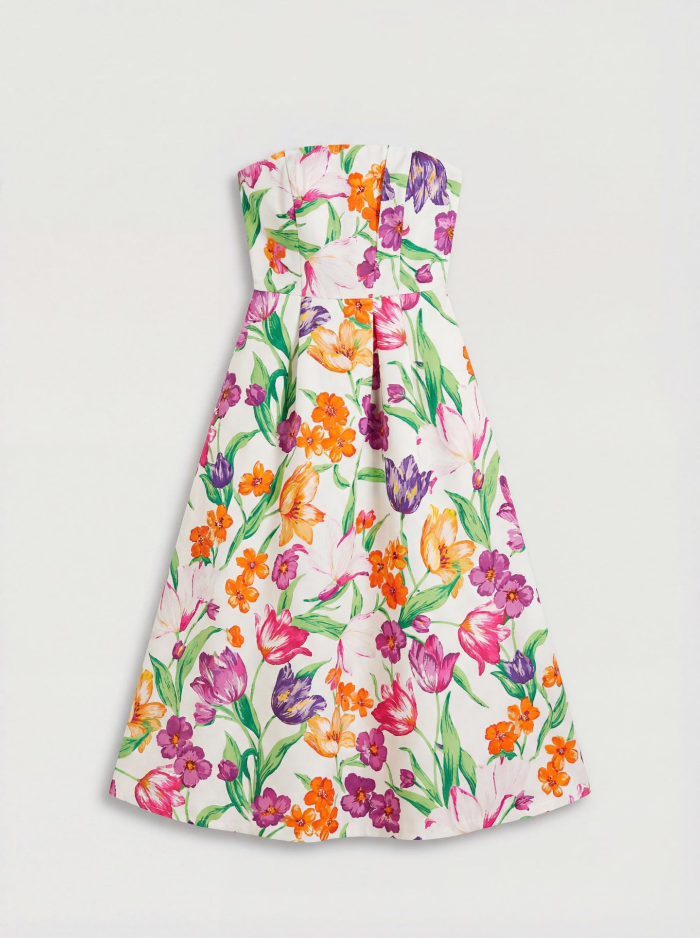Женское платье Oasis Floral Twill Strapless Midi, цвет: Разноцветный — фото 6
