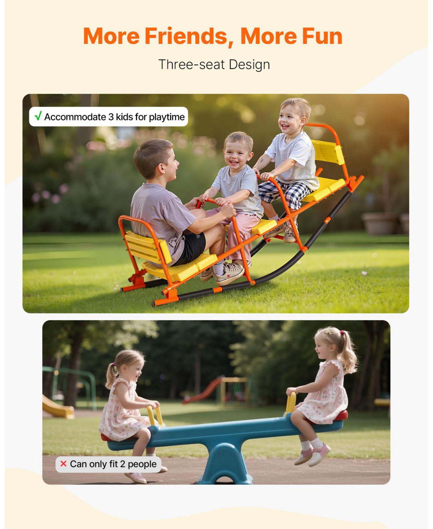 Детская игрушка Mecale Metal Kids Seesaw for 2 with 200 Lb Capacity, Ages 3, цвет: Жёлтый — фото 5