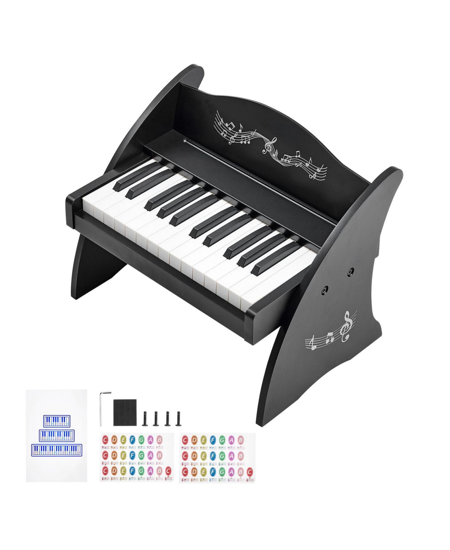 Детская игрушка Mecale 25-Key Wooden Dual-Power Piano Music Learning Toy, Ages 3+, цвет: Чёрный — фото 9