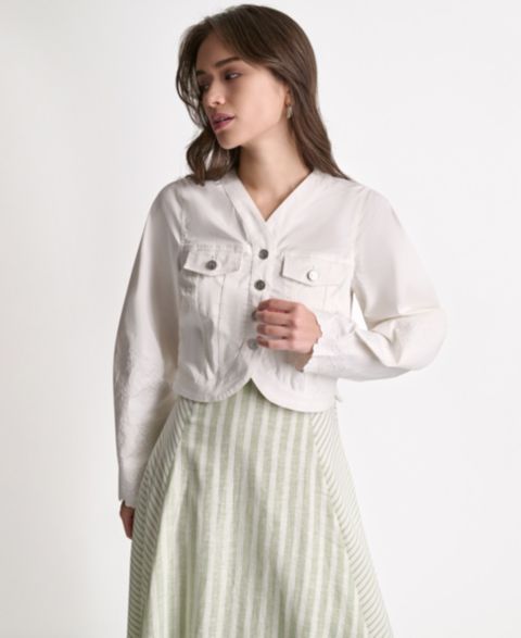 Женские куртки BCBG V-Neck Tulip Hem Cropped Jacket