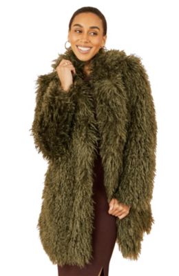 Women's Luxe Long Hair Faux Fur Coat
