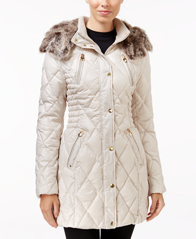 Laundry by Design Petite Faux-Fur-Trim Quilted Puffer Coat