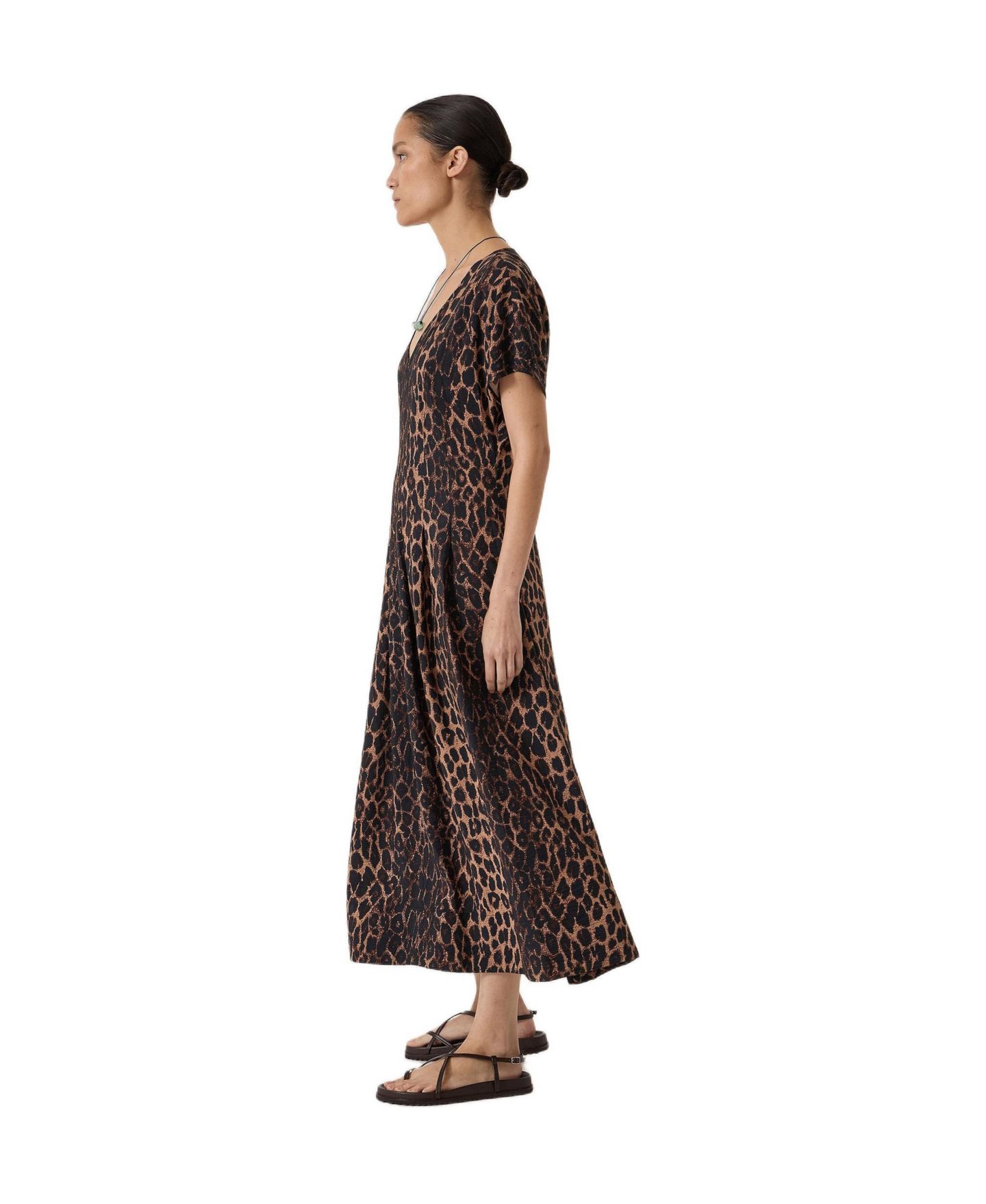Женское платье Hush Bronte Pleated Air Flow Midi, цвет: Натуральный леопардовый коричневый — фото 2
