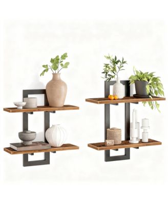 Double-Layer Floating Shelves for Home Decor, Capacity, Easy Install, Versatile Use
