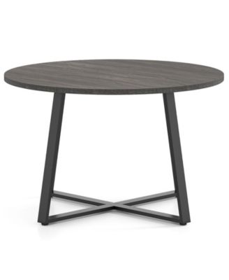 47 Inches Round Dining Table with X Shaped Base Thick Top