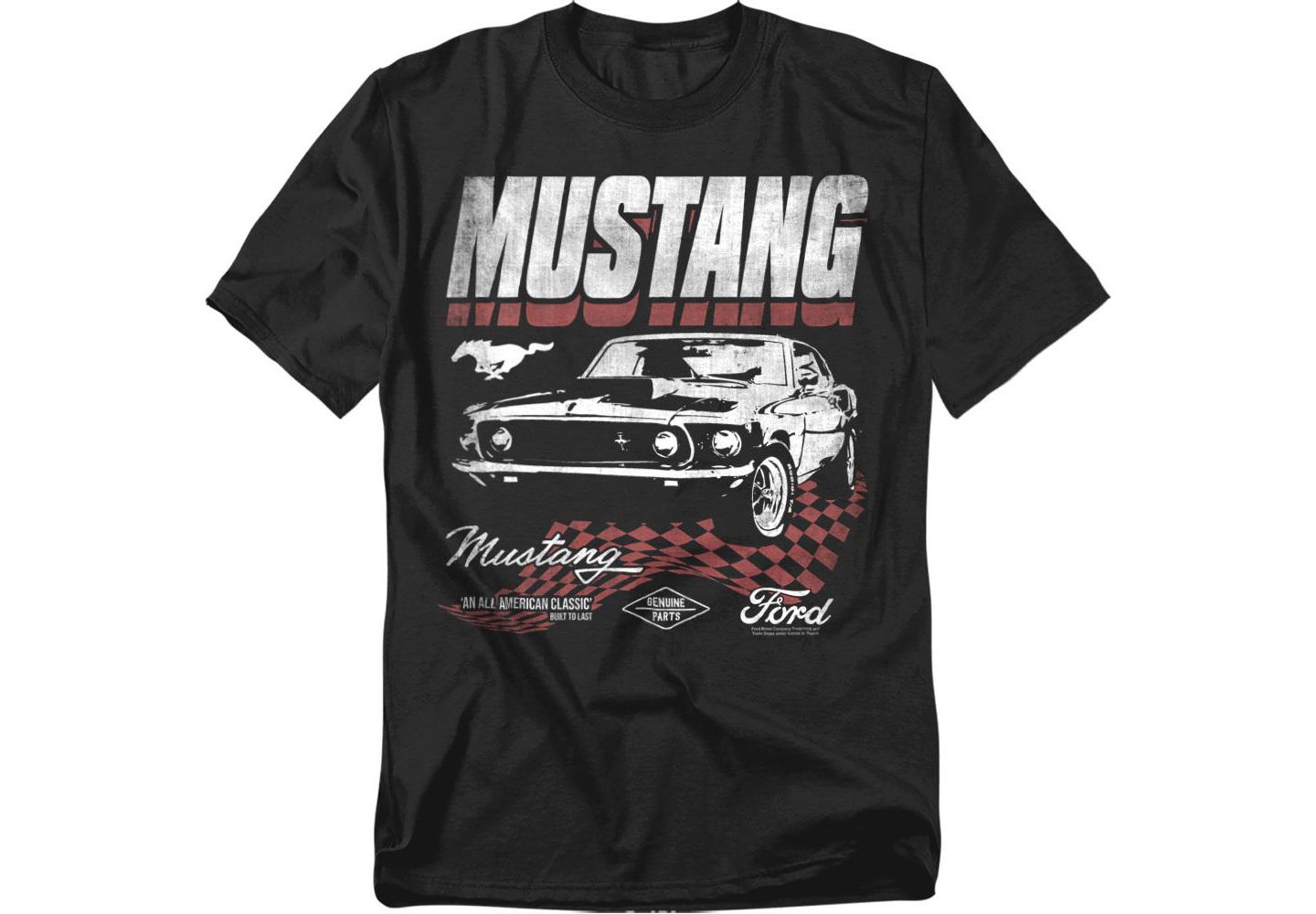 Мужская футболка Mustang Ford Checkered Race, цвет: Чёрный — фото 1