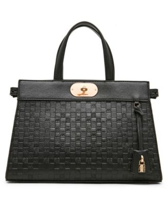 Embossed Medium Satchel Handbag