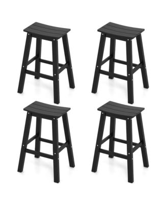 29'' Patio Bar Stool Set of 4 Curved Seat and Footrests for Backyard Outdoor