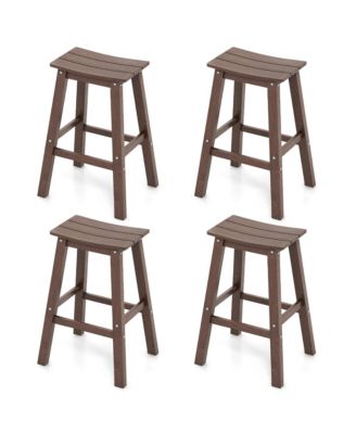 29'' Patio Bar Stool Set of 4 Curved Seat and Footrests for Backyard Outdoor