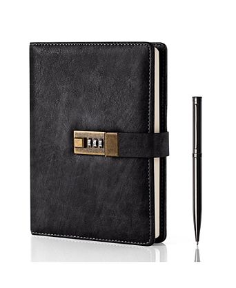 Diary Lock A5 PU Leather Journal Vintage Password Notebook Pen Organizer