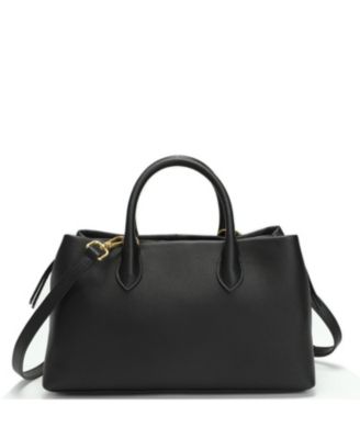 Luna Pebbled Leather Top Handle Satchel Bag for Women Structured Crossbody Shoulder Handbag