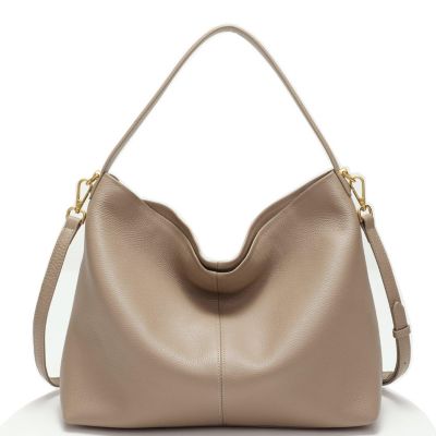Mara Soft Pebbled Leather Slouchy Hobo Shoulder Bag with Crossbody Strap Casual Everyday Tote Purse