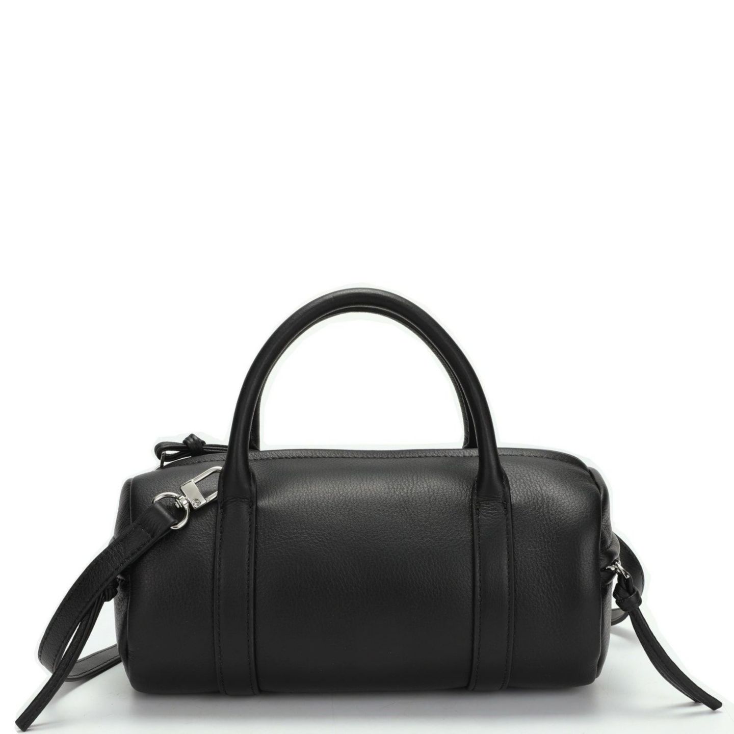 Женская сумка SUSU Aria Genuine Leather Small Barrel Satchel Bag Top Handle Mini Boston Crossbody Purse, цвет: Чёрный — фото 1