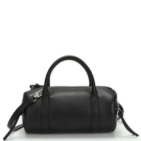 Женская сумка SUSU Aria Genuine Leather Small Barrel Satchel Bag Top Handle Mini Boston Crossbody Purse, цвет: Чёрный