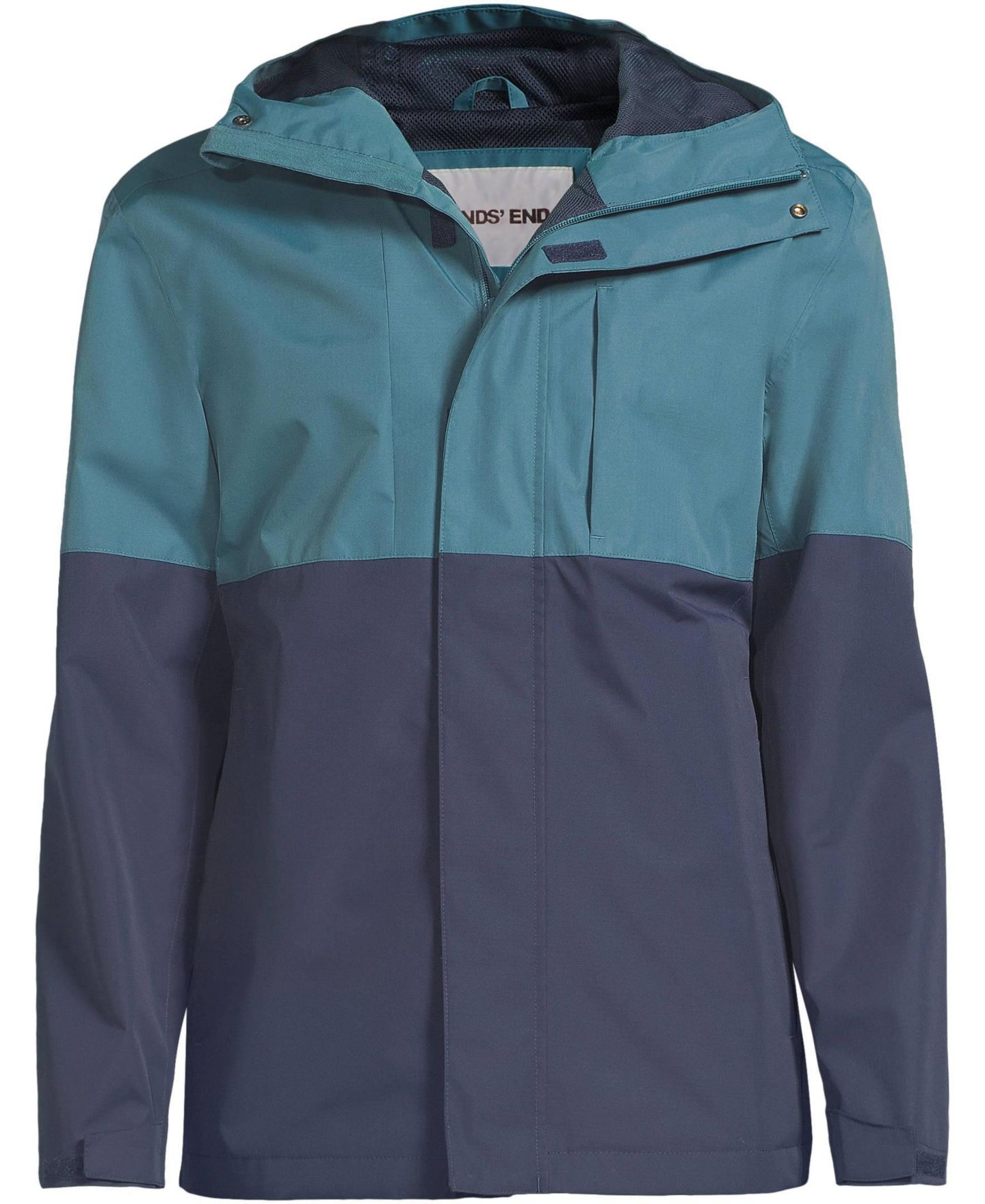 Мужские куртки Lands' End Waterproof Colorblock Raincoat, цвет: Тёмно-синий — фото 3