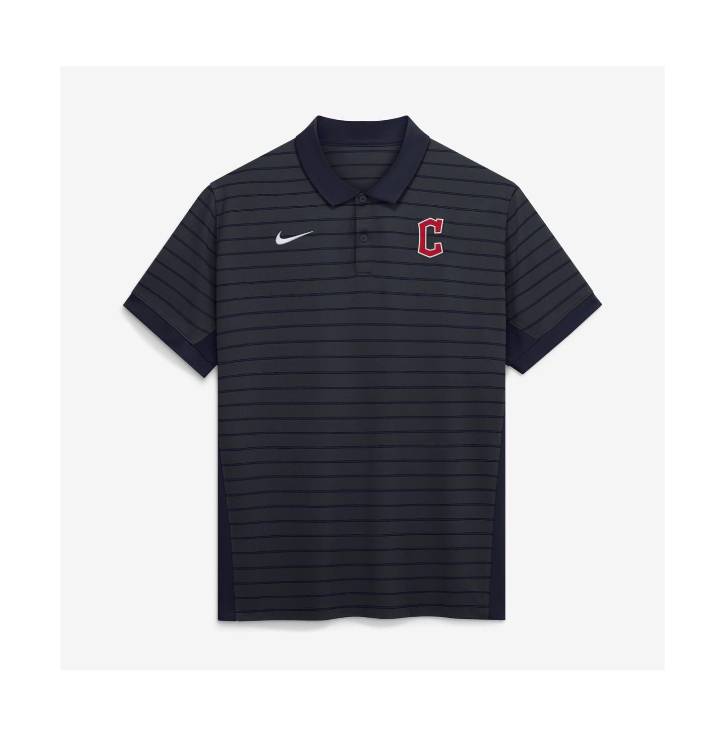 Мужское поло Nike Navy Cleveland Guardians Authentic Collection Striped Victory Dri-FIT Polo Shirt — фото 1
