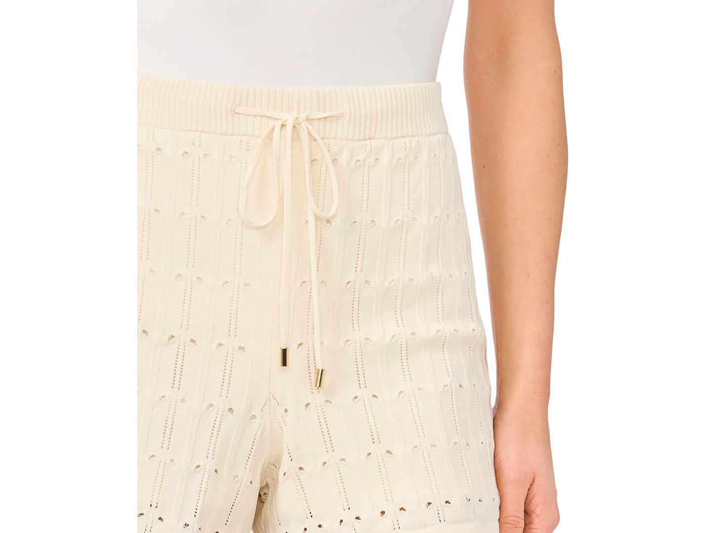 Женские шорты CeCe Pointelle Pull-On, цвет: Сливочный — фото 2